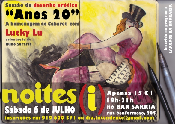 Sessão de desenho erótico "ANOS 20" com LUCKY LU Sábado 6, 19h-21h no Bar Sarriá inscrições em dia.intendente@gmail.com